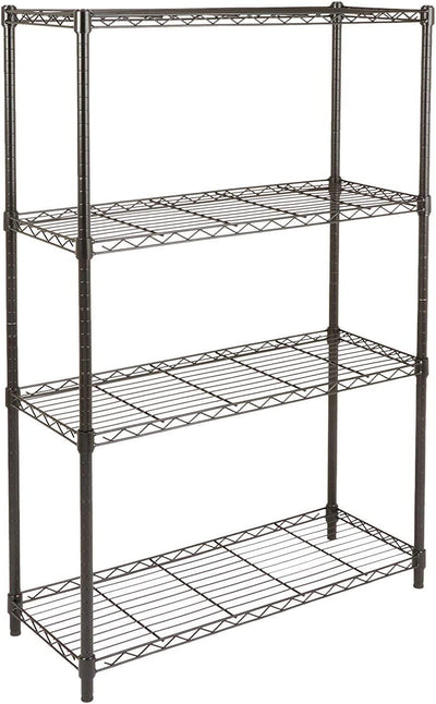 4-Shelf Storage Unit with Height Adjustable Shelves and Levelling Feet, 640 Kg Max Weight, Black, 35.6 Cm D X 91.4 Cm W X 137.1 Cm H